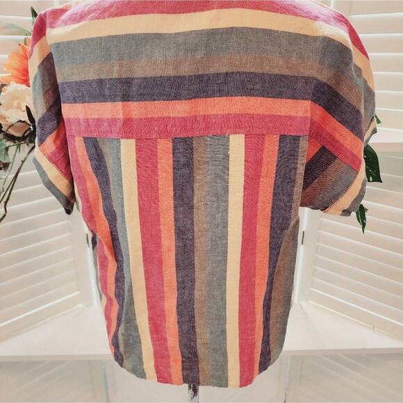 MADEWELL MULTI COLOR STRIPE SHIRT WITH TIE FRONT SIZE SMALL - Picture 5 of 6